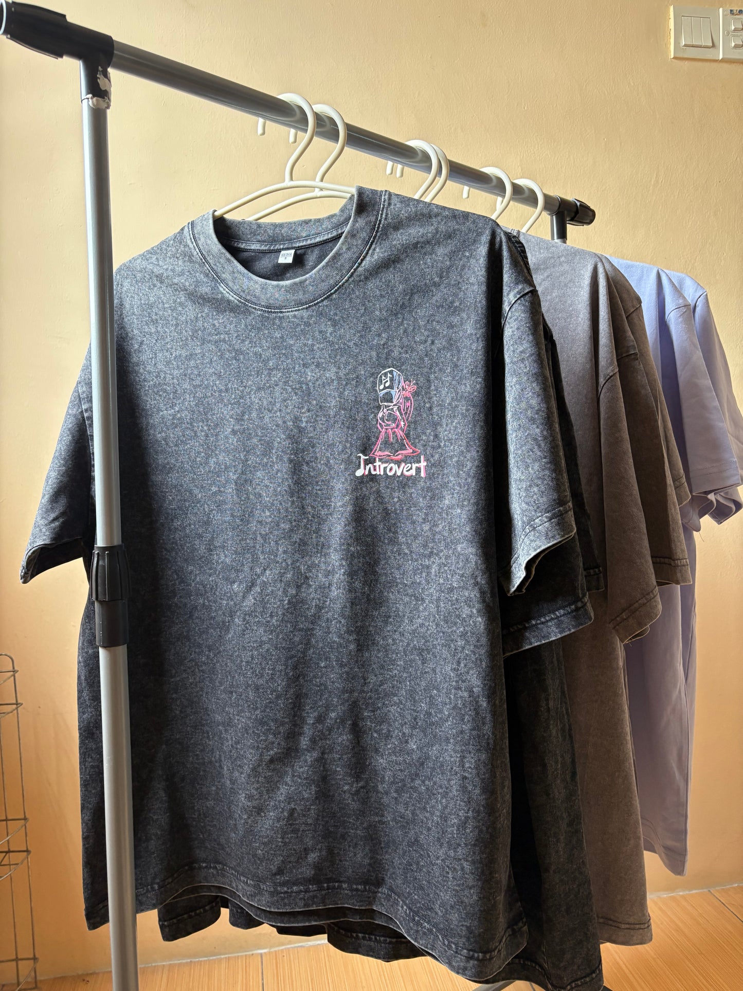 “I am Introvert, but I’m Pretty” - Snowflake Washed Oversized Tee