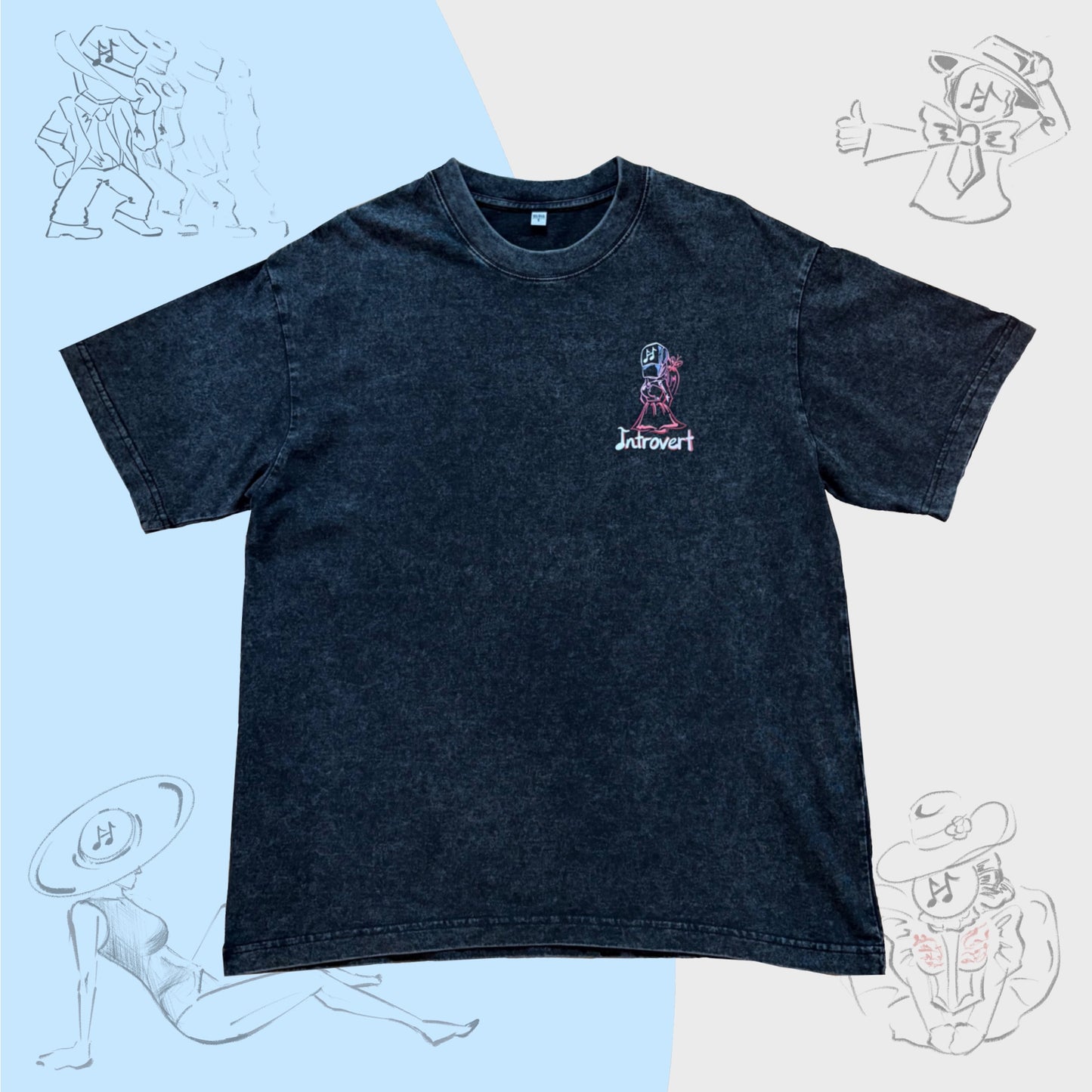 “I am Introvert, but I’m Pretty” - Snowflake Washed Oversized Tee