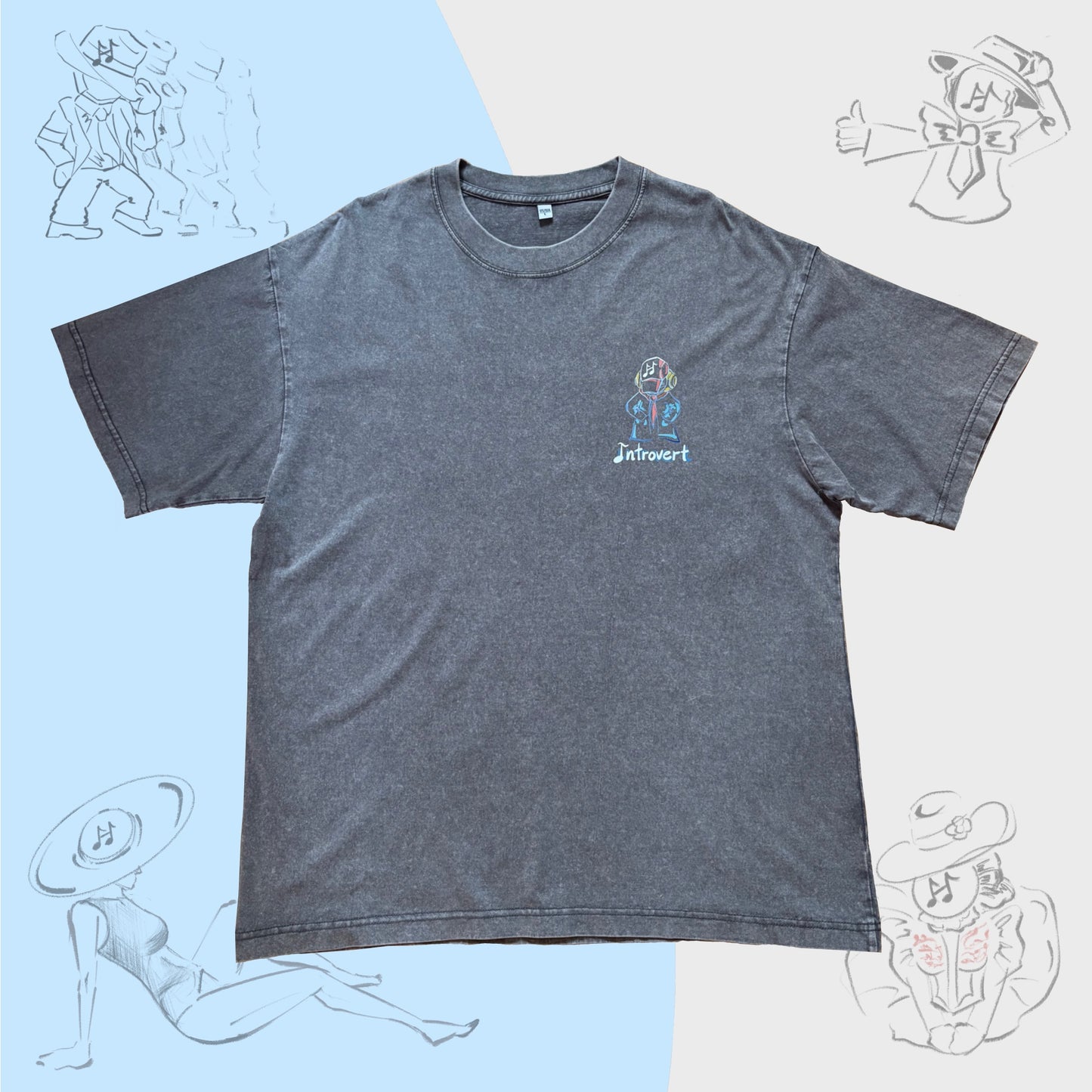 “I am Introvert, but I’m Kind” - Snowflake Washed Oversized Tee