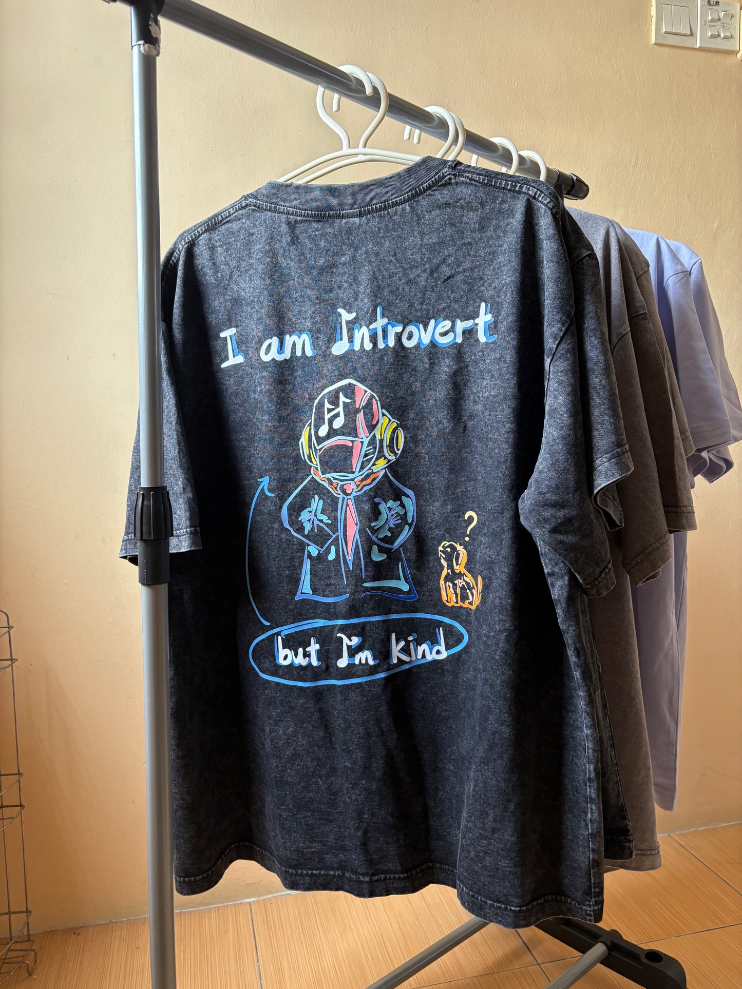 “I am Introvert, but I’m Kind” - Snowflake Washed Oversized Tee