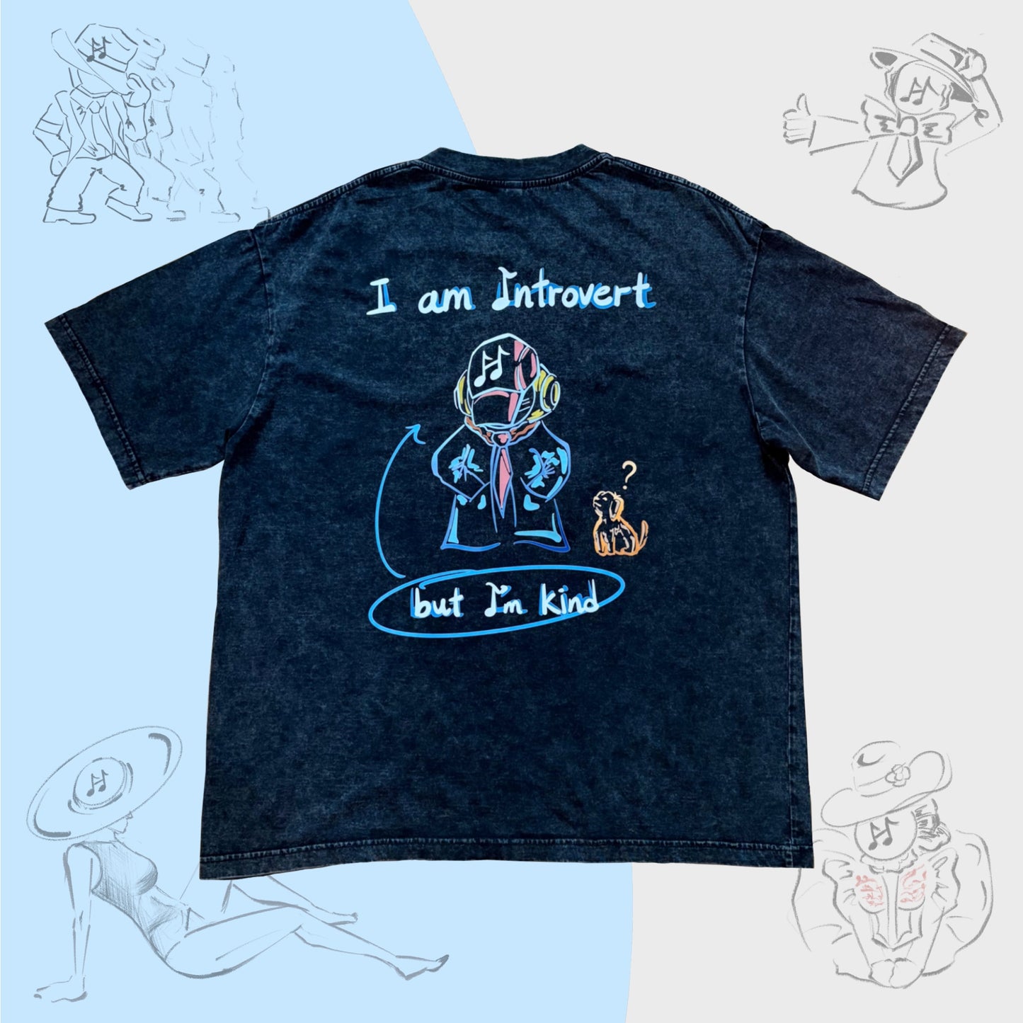 “I am Introvert, but I’m Kind” - Snowflake Washed Oversized Tee