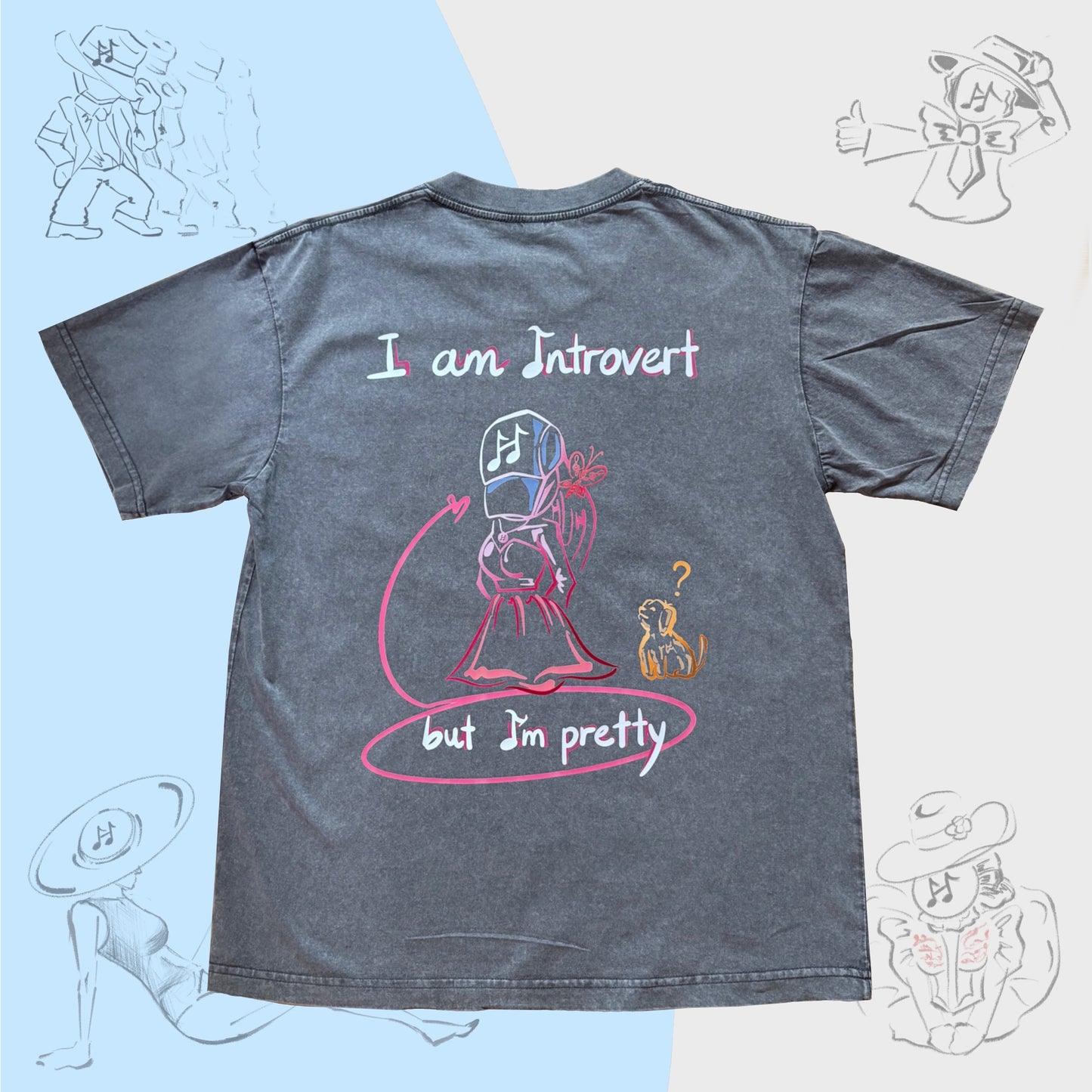 “I am Introvert, but I’m Pretty” - Snowflake Washed Oversized Tee