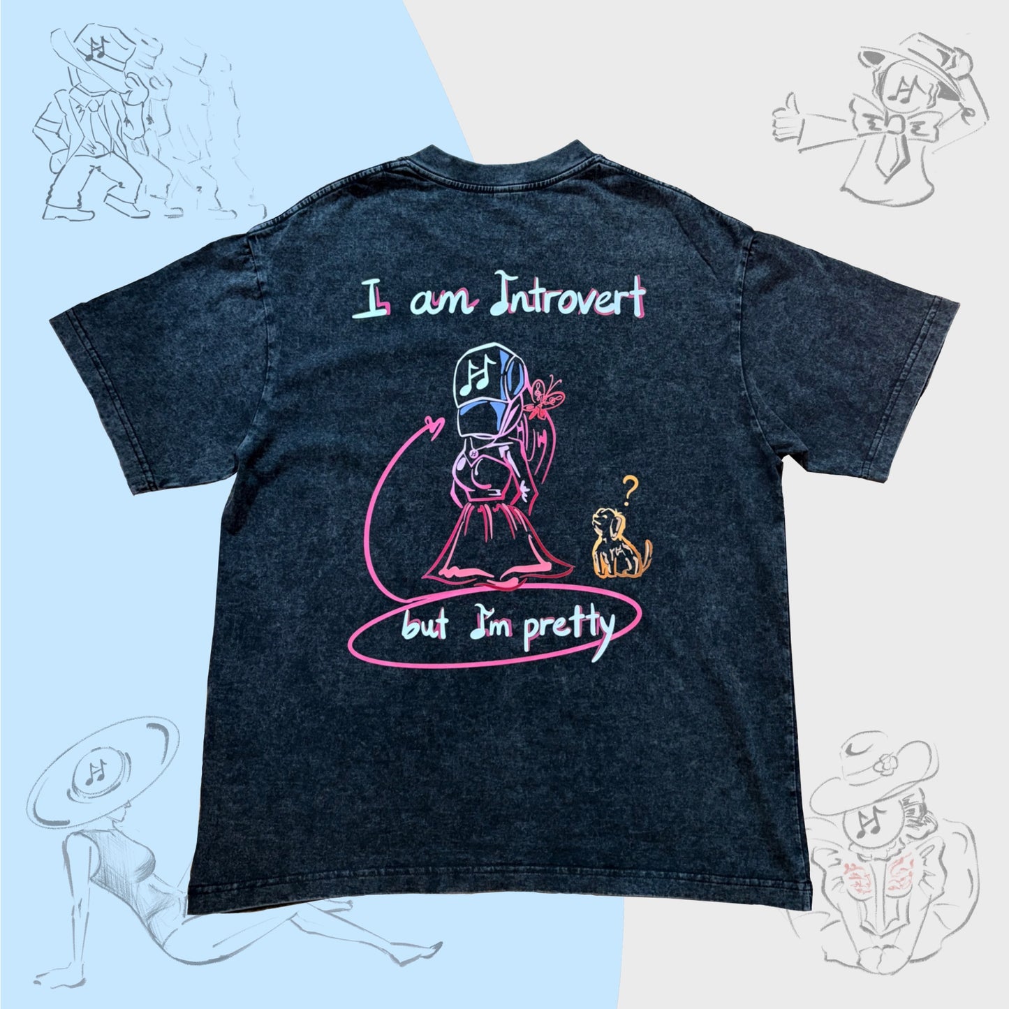 “I am Introvert, but I’m Pretty” - Snowflake Washed Oversized Tee
